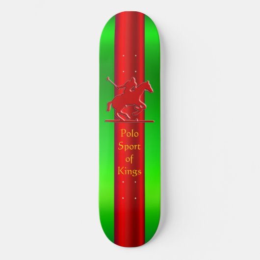 Skateboard Polo Pony et Rider en relief, chrome rouge (Recto)
