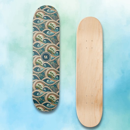 Skateboard Polynesian Tropical Wave Palm Trees Pattern Name