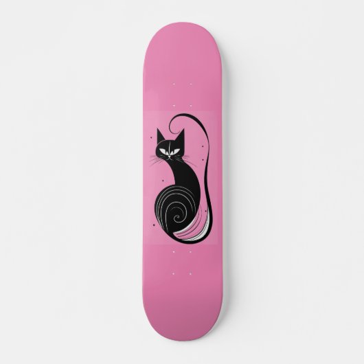 SKATEBOARD PONT ROSE CHAT NOIR (Devant)