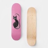 SKATEBOARD PONT ROSE CHAT NOIR (Recto)