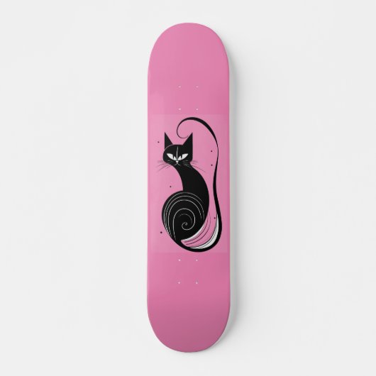 SKATEBOARD PONT ROSE CHAT NOIR (Devant)