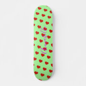 Skateboard Pop Art Red Heart Motif sur Arrière - plan vert (Devant)