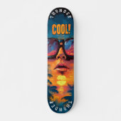 Skateboard Pop Art Sunset Reflection - Vibrant Retro Vintage (Devant)