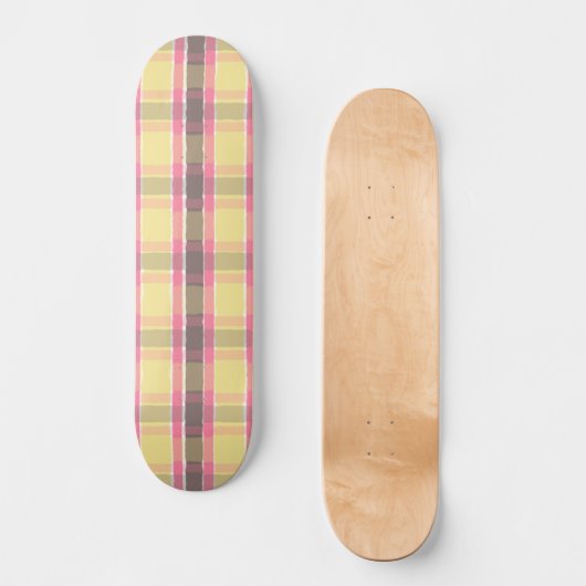 Skateboard Popcorn Bubblegum jaune Café rose Brown Plaid (Recto)