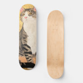Skateboard Portrait de chat blanc gris vintage (Recto)