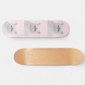 Skateboard Portrait de chat blanc Kitty blanc rose Fluffé mig (Horz)