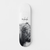 Skateboard Portrait de vache Highland premier monogramme noir (Recto)