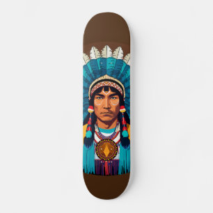 Skateboard Portrait puissant en chef amérindien