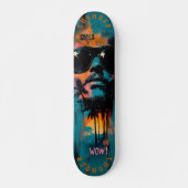 Skateboard Portrait Tropical Rétro avec Vibes Pop Art - Cool (Devant)