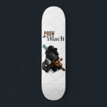 Skateboard Posh Black Frenchie Bulldog<br><div class="desc">Ce français classe joue du violon avec une peinture pastel aux arrière - plans géométriques. Le mot "Posh Black" est écrit à l'aide de polices stylisées. Vous pouvez l'ajouter comme un hommage chic pour vous-même ou pour un cadeau pour chaque amoureux français.</div>