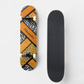 Skateboard Poster de animal Africain Orange Branché Avec Nom (Recto)