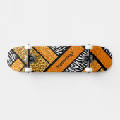 Skateboard Poster de animal Africain Orange Branché Avec Nom (Horz)