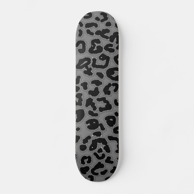 Skateboard Poster de animal gris de léopard (Front)