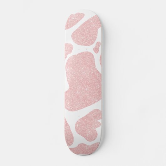 Skateboard Poster de animal rose Gold Blanc Grand Cow Spots (Recto)