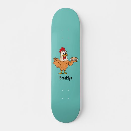 Skateboard Poulet avec oeufs sur plaque de dessin animé (Devant)