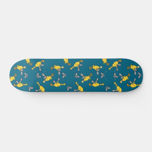 Skateboard Poulets et tronçonneuses bleus (Horz)