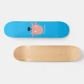 Skateboard Poulpe bébé rose mignon dessin animé humour (Horz)