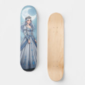Skateboard Princesse bleu argent dans la forêt (Recto)