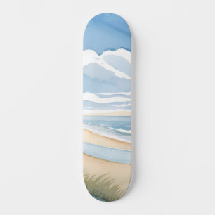 Skateboard Promenade du rivage de la plage Aquarelle de l'o