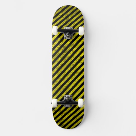 Skateboard prudence rayures noires jaunes en construction (Recto)