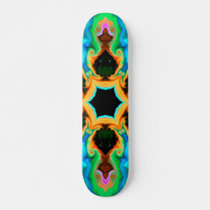 Skateboard Psychedelic Hippie Teal Orange and Black