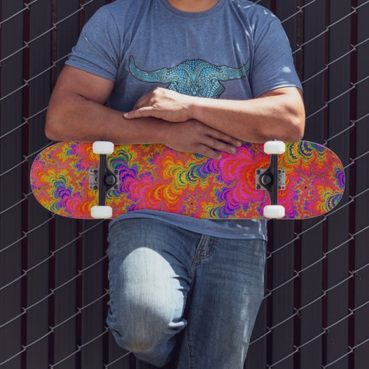 Skateboard Psychédélique Funky Hippie Boho Neon arc-en-ciel F (Extérieur 3)
