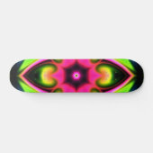 Skateboard Psychédélique Hippie Fleur rose jaune et vert (Horz)