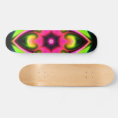 Skateboard Psychédélique Hippie Fleur rose jaune et vert (Horz)