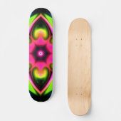 Skateboard Psychédélique Hippie Fleur rose jaune et vert (Recto)