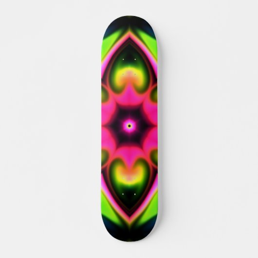 Skateboard Psychédélique Hippie Fleur rose jaune et vert (Devant)