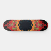 Skateboard Psychédélique Mandala Fleur Rouge Orange et Vert (Horz)