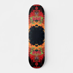 Skateboard Psychédélique Mandala Fleur Rouge Orange et Vert