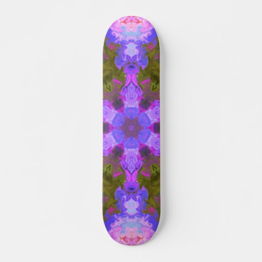 Skateboard Psychédélique Mandala Fleur violet et bleu (Devant)