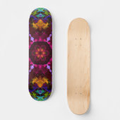 Skateboard Psychédélique Mandala Fleur violet orange et vert (Recto)