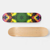 Skateboard Psychédélique Mandala Flower rose jaune et vert (Horz)
