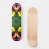Skateboard Psychédélique Mandala Flower rose jaune et vert (Recto)