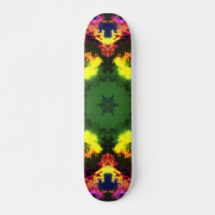 Skateboard Psychédélique Mandala Flower rose jaune et vert