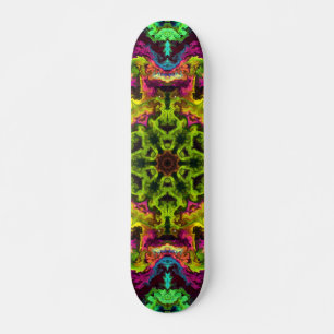 Skateboard Psychédélique Mandala Flower vert bleu et violet
