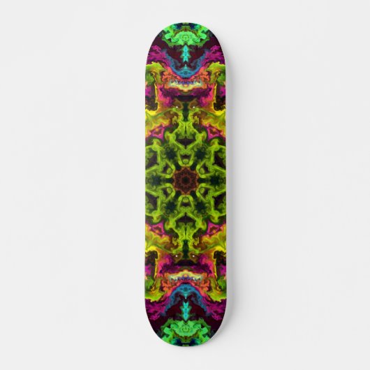 Skateboard Psychédélique Mandala Flower vert bleu et violet (Devant)