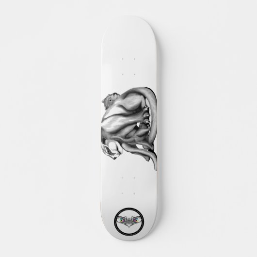 Skateboard Puma family black and white line art drawing (Devant)