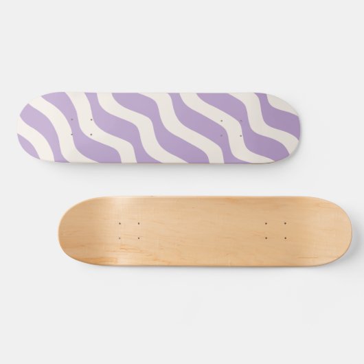 Skateboard Purple and Cream Wavy Lines Psychedelic stripes (Horz)