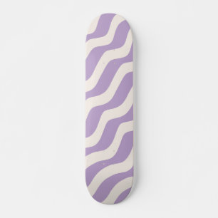 Skateboard Purple and Cream Wavy Lines Psychedelic stripes