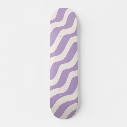 Skateboard Purple and Cream Wavy Lines Psychedelic stripes (Devant)