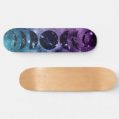 Skateboard Purple Galaxie Turquoise Nebula Dream Moon Phases  (Horz)