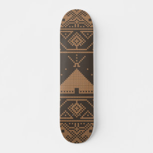 Skateboard Pyramide d'éléphant beige mosaïque aztèque Mot