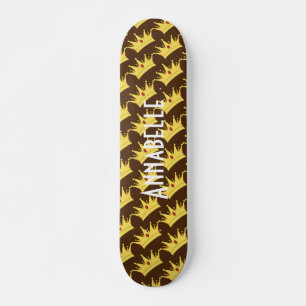 Skateboard Queen Crown Gold Black Skate