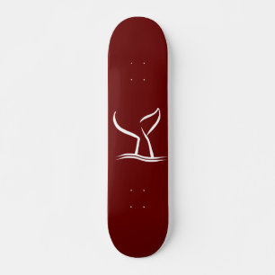 Skateboard Queue de baleine blanche Rouge foncé