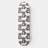 Skateboard Raccoon Pattern Design White  (Recto)