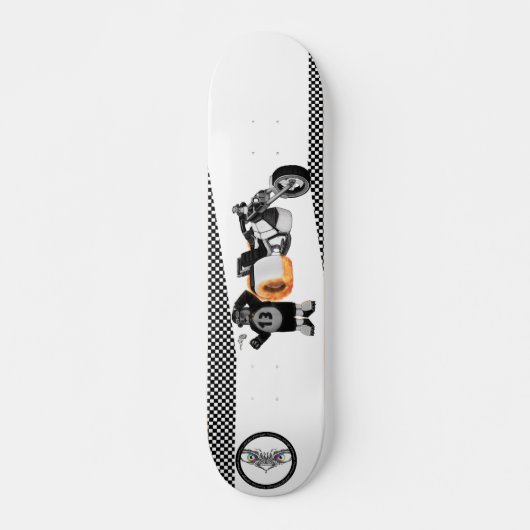 Skateboard Racing Panda Patrol black and white detailed (Devant)