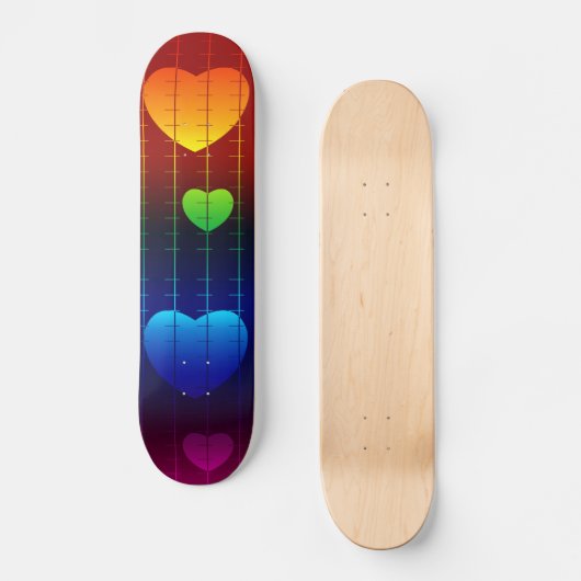 Skateboard, Rainbow Heart Pattern Skateboard (Voorkant)